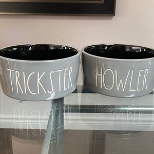 Rae Dunn Trickster and Howler Dog Pet Dishes